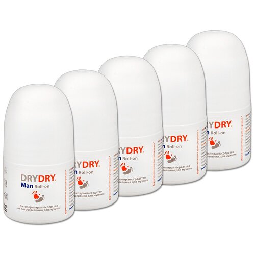 Антиперспирант роликовый Dry Dry Man Roll-on от обильного потоотделения, 50 мл, 5 шт.