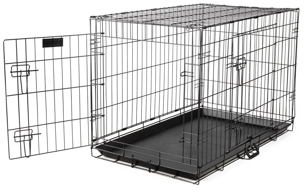 Клетка для собак с поддоном, 2х двери, металл STEFAN (Штефан), №4 92x57x63, черный, MC204 - фотография № 9