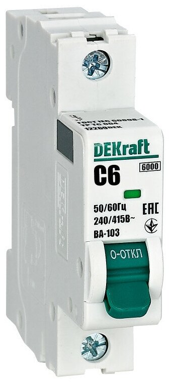 DEKraft Выключатель автоматический модульный 1п C 6А 6кА ВА-103 SchE 12269DEK
