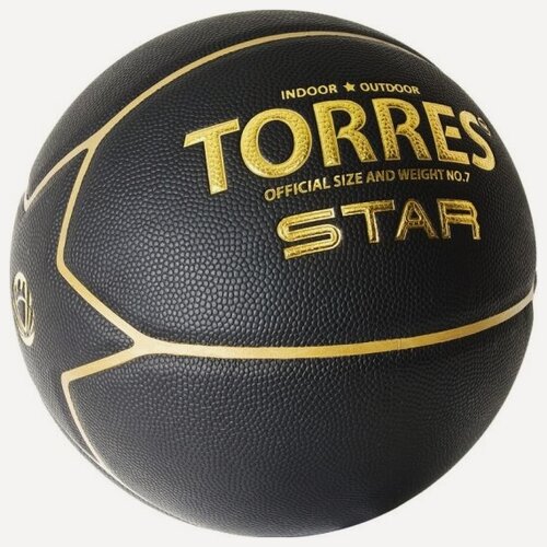 Изображение товара Мяч баскетбольный Torres Star B32317, размер 7, ПУ-композит, черный