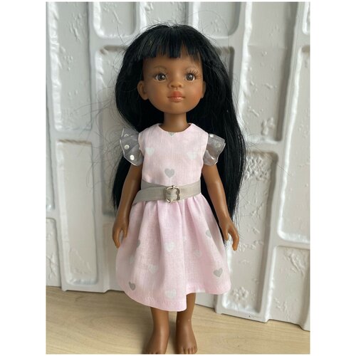 Летнее платье с поясом на куклу Paola Reina и подобных, высотой 32-34 см