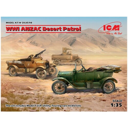 ICM Сборная модель Пустынный патруль ANZAC (Model T LCP, Utility, Touring), 1/35