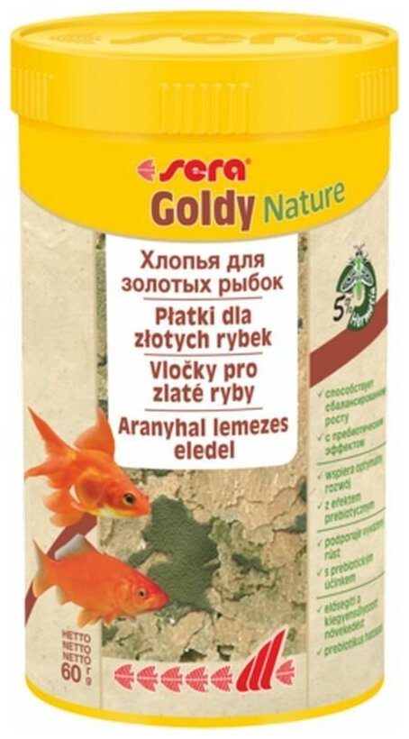 Корм сухой в хлопьях Sera Goldy Nature для золотых рыб, 250 мл, 60 гр - фотография № 5