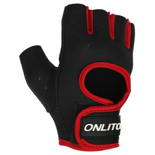 Перчатки для фитнеса ONLITOP, размер M, неопрен, цвет чёрный/красный
