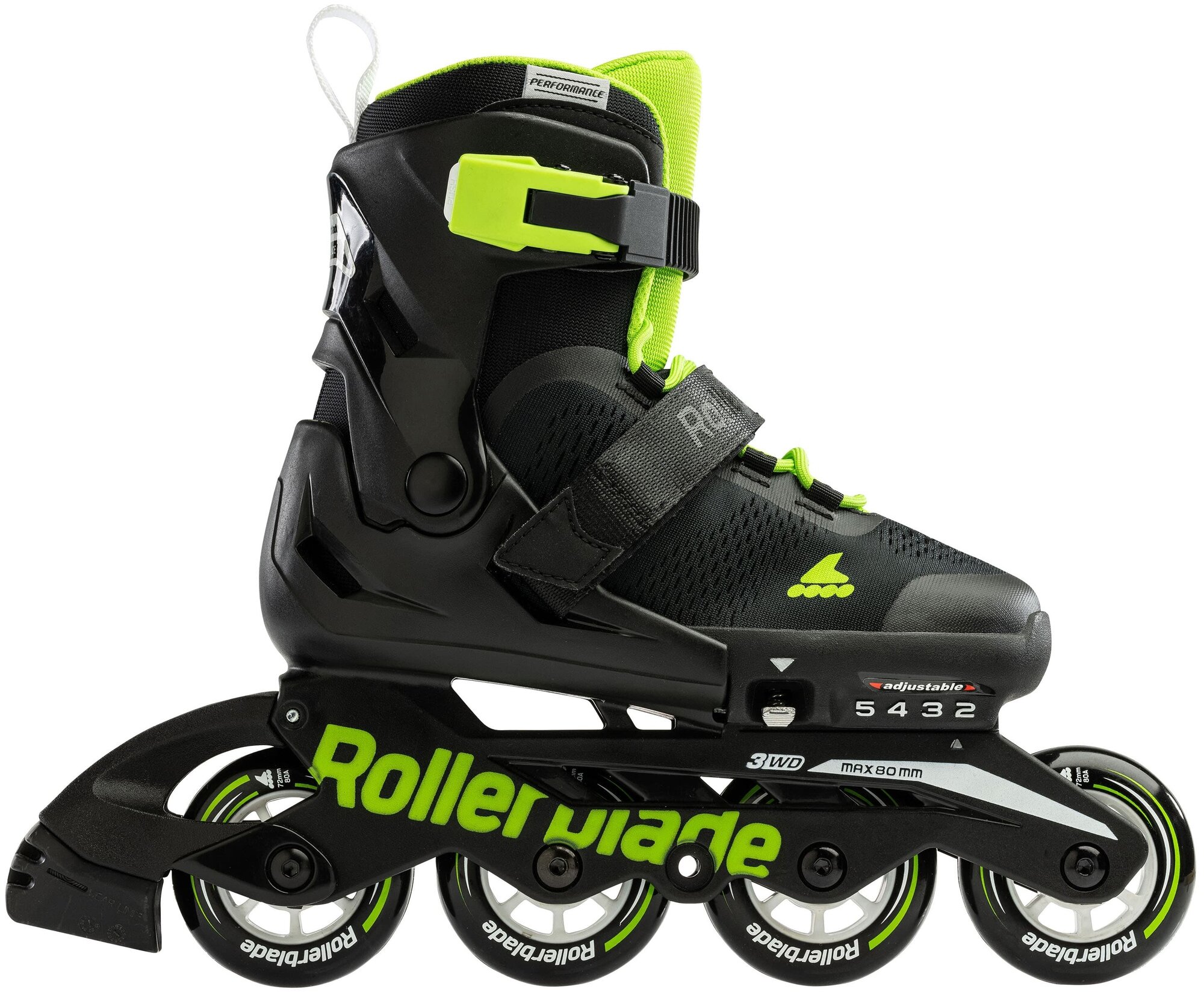 Детские роликовые коньки Rollerblade MICROBLADE black/green 2024 (33-36,5)