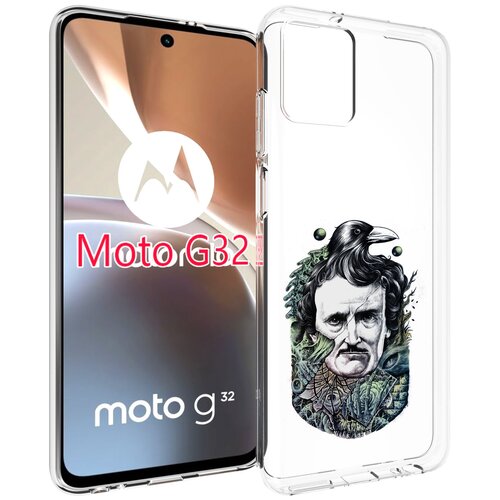 Чехол MyPads Эдгар Аллан с вороном для Motorola Moto G32 задняя-панель-накладка-бампер