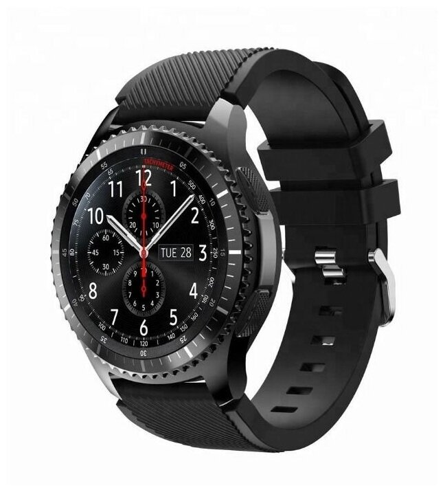 Силиконовый ремешок для Samsung Gear S3 Frontier, GT 2 46 mm, Magic Watch 2 46 mm, Amazfit GTR 2/ 22 мм, Черный