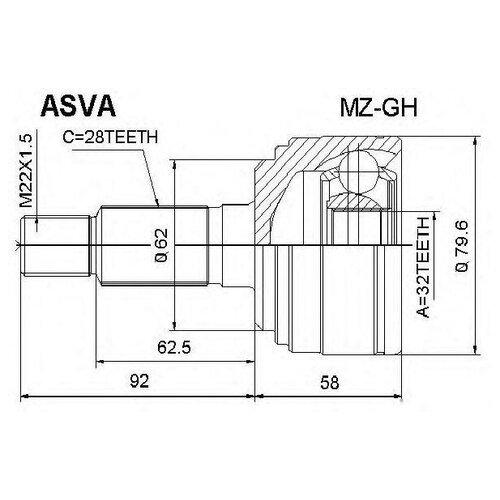 Шрус Наружный 32x62x28 ASVA арт. MZ-GH