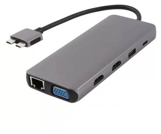 Аксессуар Адаптер Barn&Hollis для APPLE MacBook Multiport Type-C 12 in 1 Grey УТ000028633