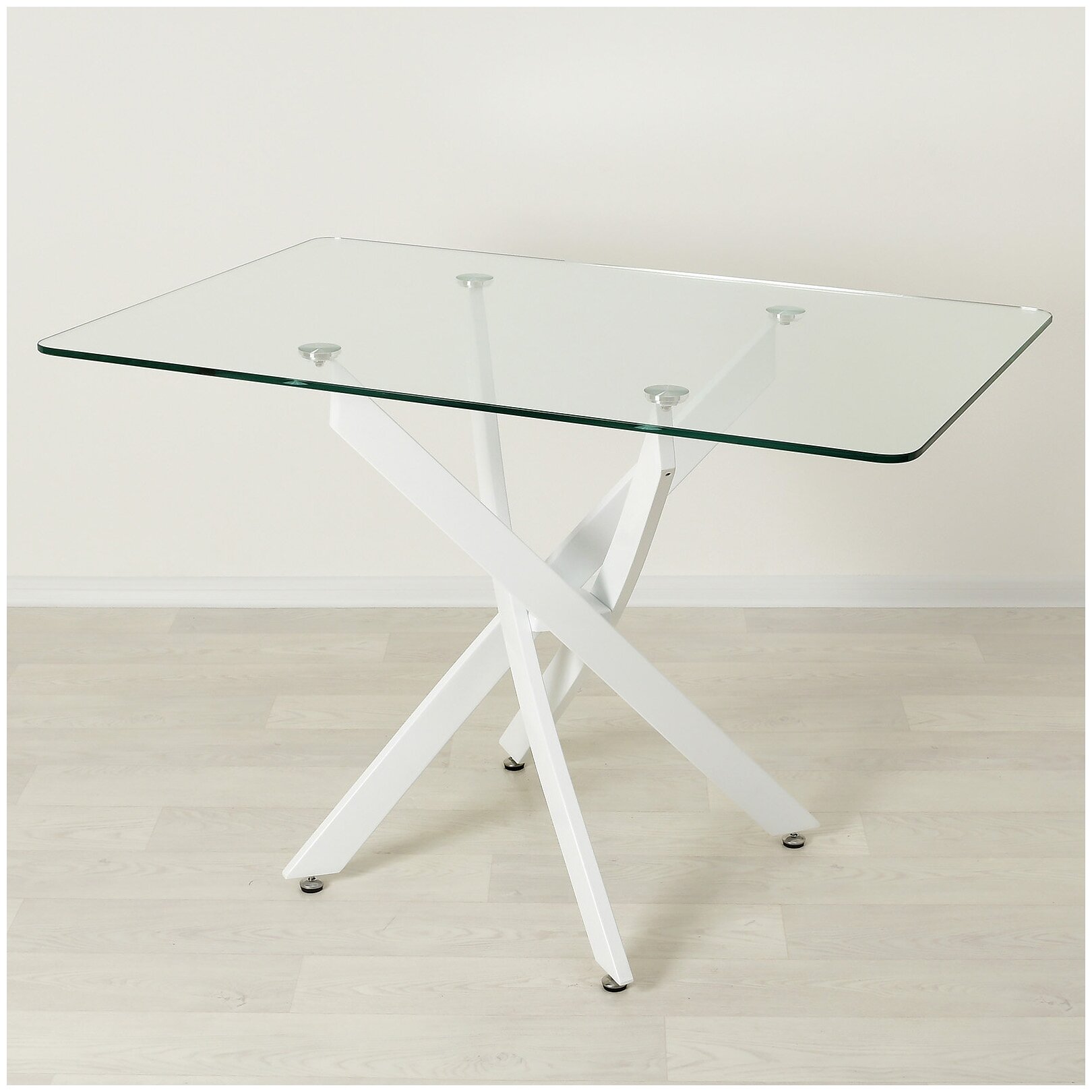 Стеклянный стол для кухни Рим 10 прозрачный/белый (1100х750 мм)