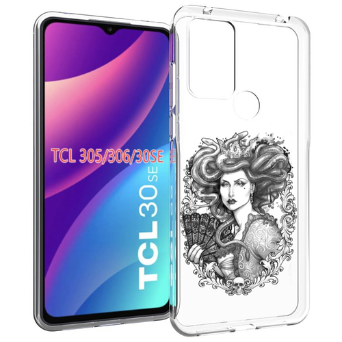 чехол mypads черно белый скелет с яркими глазами для tcl 30 tcl 30 5g tcl 30 plus задняя панель накладка бампер Чехол MyPads медуза черно белый для TCL 30SE / TCL 305 / TCL 306 / TCL 30E задняя-панель-накладка-бампер