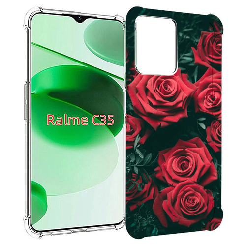 Чехол MyPads красные-бархатные-розы для Realme C35 / Narzo 50A Prime задняя-панель-накладка-бампер