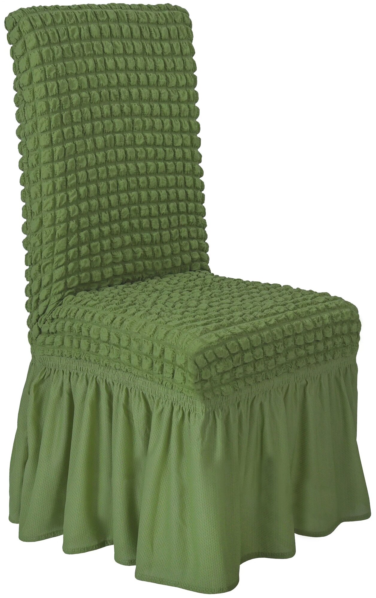 Чехол Venera на стул со спинкой однотонный универсальный, цвет Зеленый светлый