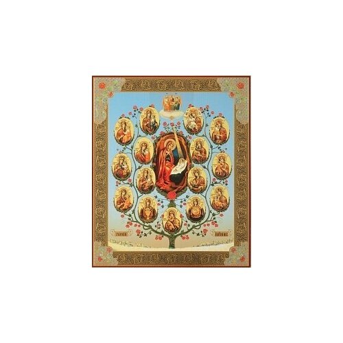 Икона на дер. планшете 30*40 двойное тиснение, плёнка ПВХ (Древо Богородицы 3) #55205 древо богородицы горний иерусалим печатная икона