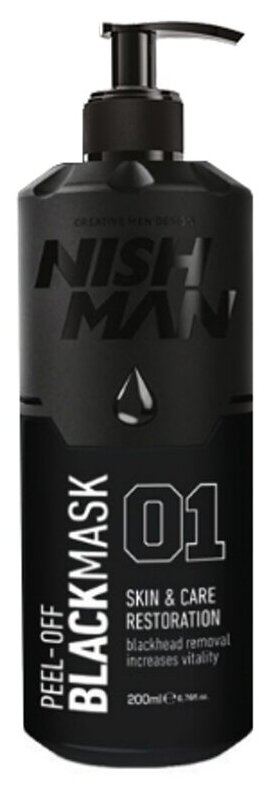 Маска для лица черная NISHMAN BLACK PEEL OFF MASK (очищает от черных точек, питает и омолаживает кожу) , 200 мл