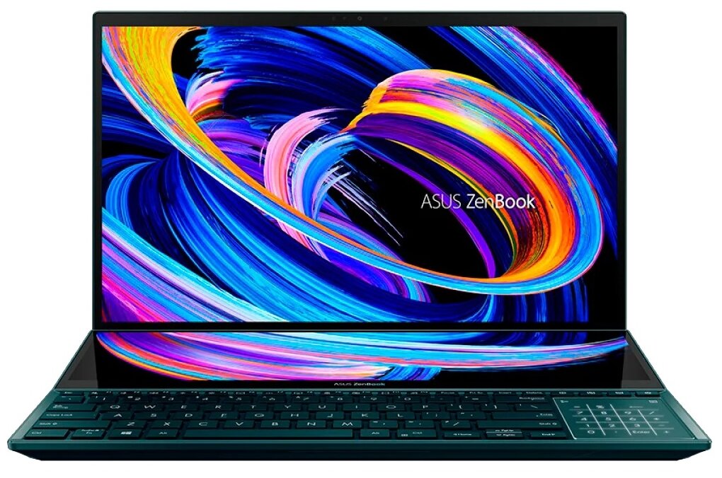 15.6" Ноутбук ASUS Zenbook Pro Duo 15 OLED UX582LR-H2004T 3840x2160, Intel Core i7 10870H 2.2 ГГц, RAM 16 ГБ, SSD 1 ТБ, NVIDIA GeForce RTX 3070, Windows 10 Home, 90NB0U51-M00870, небесно-голубой