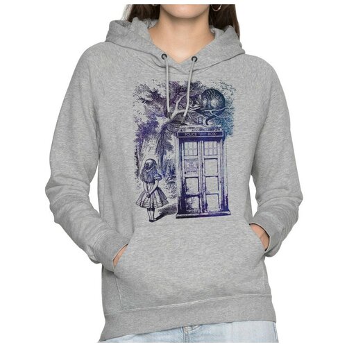 фото Толстовка / худи dream shirts алиса в стране чудес и доктор кто женский серый 52 размер