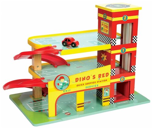 Гараж игрушечный с машинкой Dinos, Le Toy Van