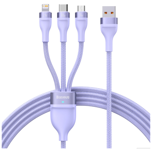 Кабель передачи данных / быстрой зарядки / Data Cable USB to M+L+C 100W 1.2m Purple CASS030005 кабель для быстрой зарядки baseus one for three type c to microusb 18w lightning 20w type c 100w 1 5m черный