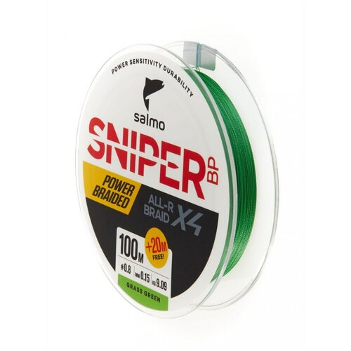 Плетеная леска SALMO Sniper BP ALL R BRAID х4 Grass Green 120/015 4931-015