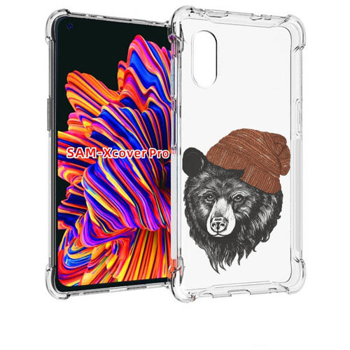 Чехол MyPads Медведь в шапке 2 для Samsung Galaxy Xcover Pro 1 задняя-панель-накладка-бампер