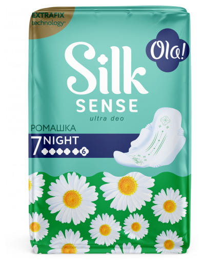 Прокладки гигиенические Ola ! Silk Sense Classic Night Ромашка, ночные, 7 шт