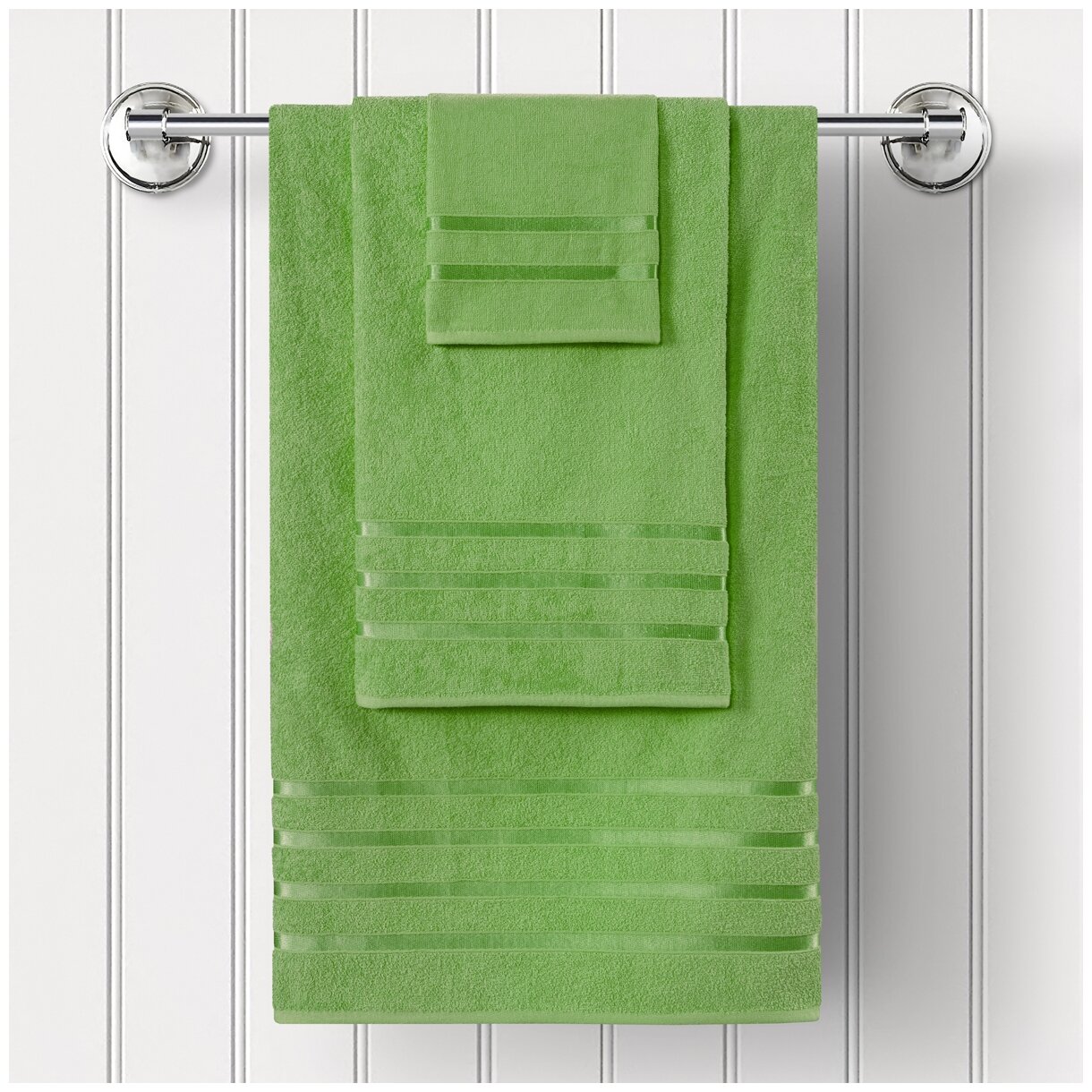 Комплект полотенец махровых Diana, цвет: Пикантный зеленый (РФ) 30х50, 50х90, 70х140 см - фотография № 2