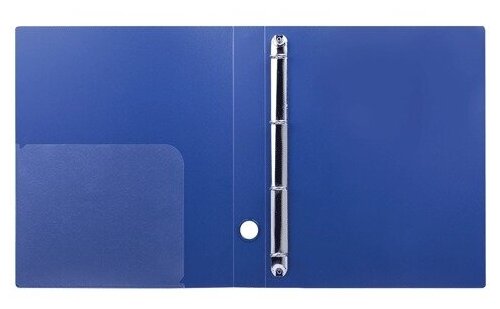 Папка на 4 кольцах Brauberg Диагональ, 40 мм, темно-синяя, до 300 листов, 0,9 мм (221350)