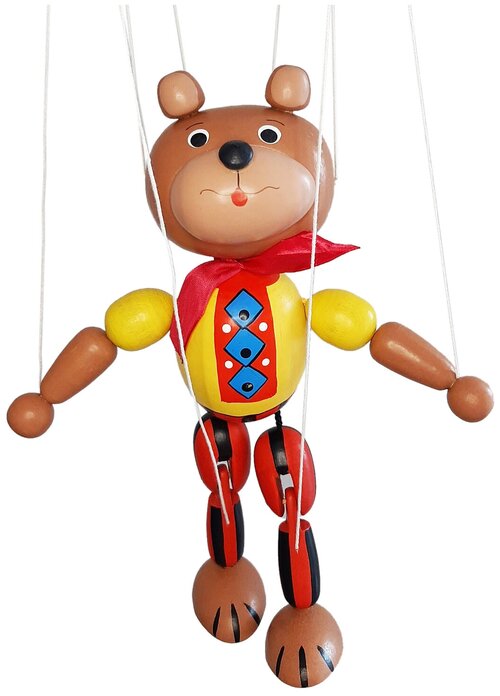 Марионетка Медведь кукла деревянная на веревочках кукольный театр сувенир