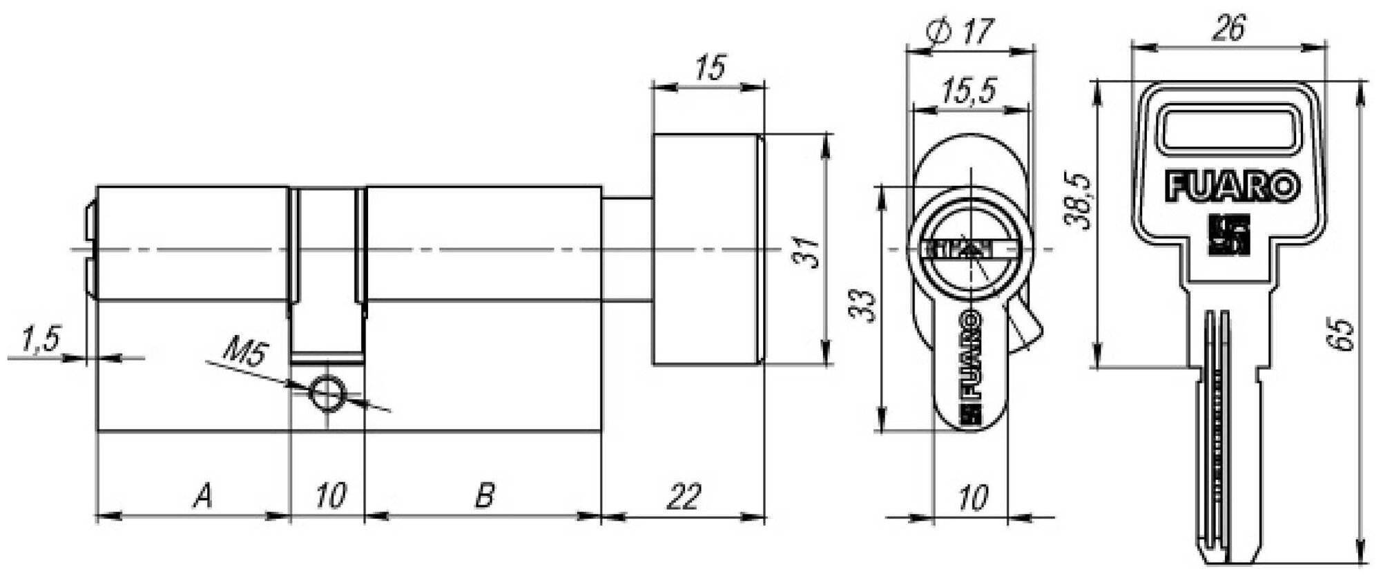 Цилиндровый механизм с вертушкой Fuaro R602/80 mm-BL (35+10+35) CP хром 5 кл. Блистер