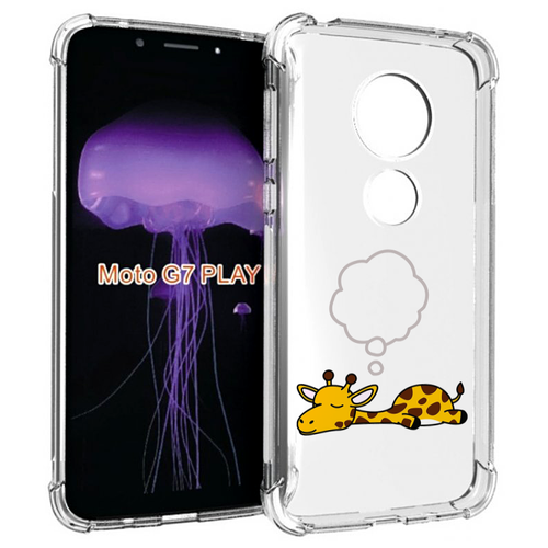 Чехол MyPads спящий-жираф детский для Motorola Moto G7 Play задняя-панель-накладка-бампер