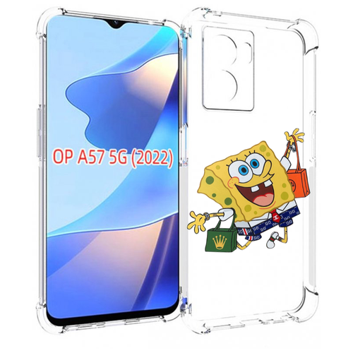 Чехол MyPads модный-спанч-боб для OPPO A57 5G(2022) задняя-панель-накладка-бампер