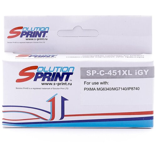 Картридж для струйных принтеров Solution Print SSP-C-CLI-451XL, GY / Картридж совместимый / Для принтера краска / Принтерная краска картридж solution print sp s 1610d3 xr pe220 universal