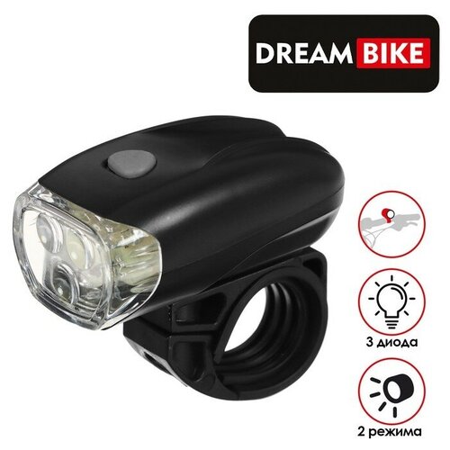 фото Фонарь велосипедный передний dream bike, jy566, 3 диода, 2 режима нет бренда