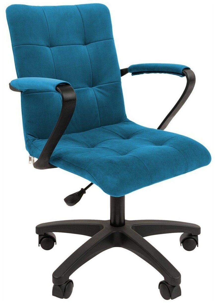 Офисное кресло CHAIRMAN 030 в черном пластике, велюр, бирюзовый