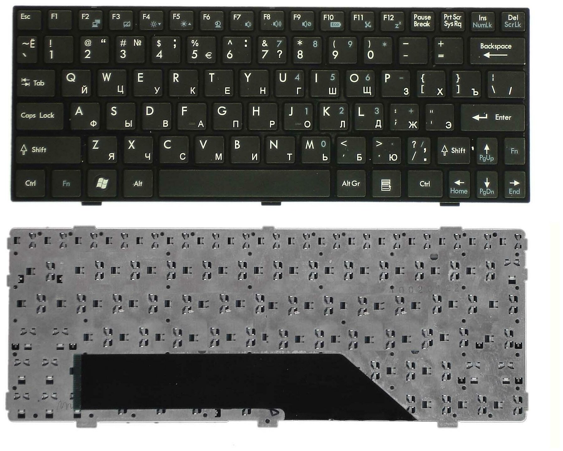 Клавиатура для ноутбука MSI U160 L1350 U135 черная с черной рамкой