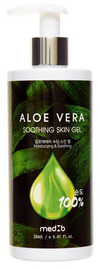 Med B Aloe Vera 100% Soothing Skin Gel Гель для лица и тела увлажняющий с Алоэ Вера 280 мл с дозатором