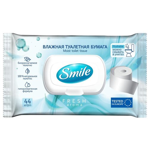 влажная туалетная бумага smile фиксики 44 шт Влажная туалетная бумага Smile Fresh для взрослых 44 лист., разноцветный