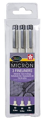 Набор капиллярных ручек Sakura Pigma Micron 3 шт. черные