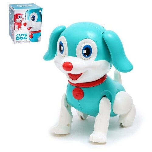 Собака «Тобби», ходит, свет, звук, работает от батареек, цвет голубой робот собака умный тобби 1 шт