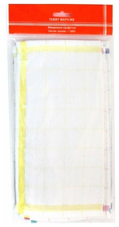 Набор махровых салфеток тт004л (28x28 4шт) (белый), комплект салфеток