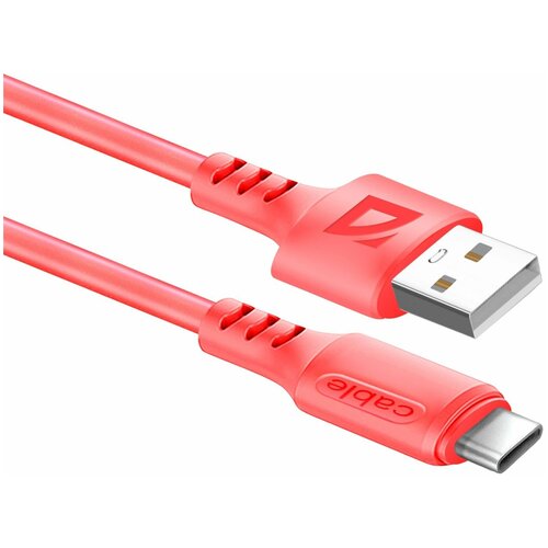 USB кабель Defender F207 TypeC красный, 1м, 2.4А, силикон, пакет