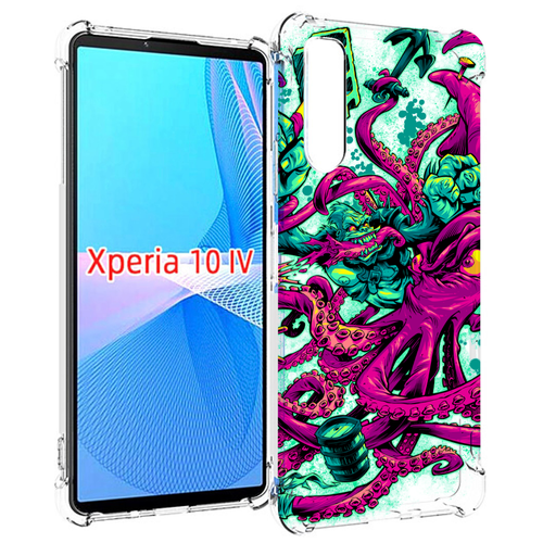 Чехол MyPads фиолетовый кракен для Sony Xperia 10 IV (10-4) задняя-панель-накладка-бампер