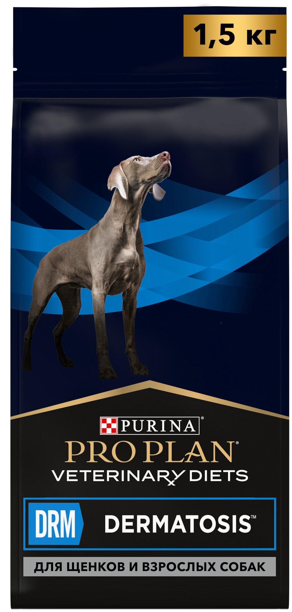 Сухой корм Purina Pro Plan Veterinary Diets DRM DERMATOSIS для щенков и взрослых собак при дерматозах 1,5кг