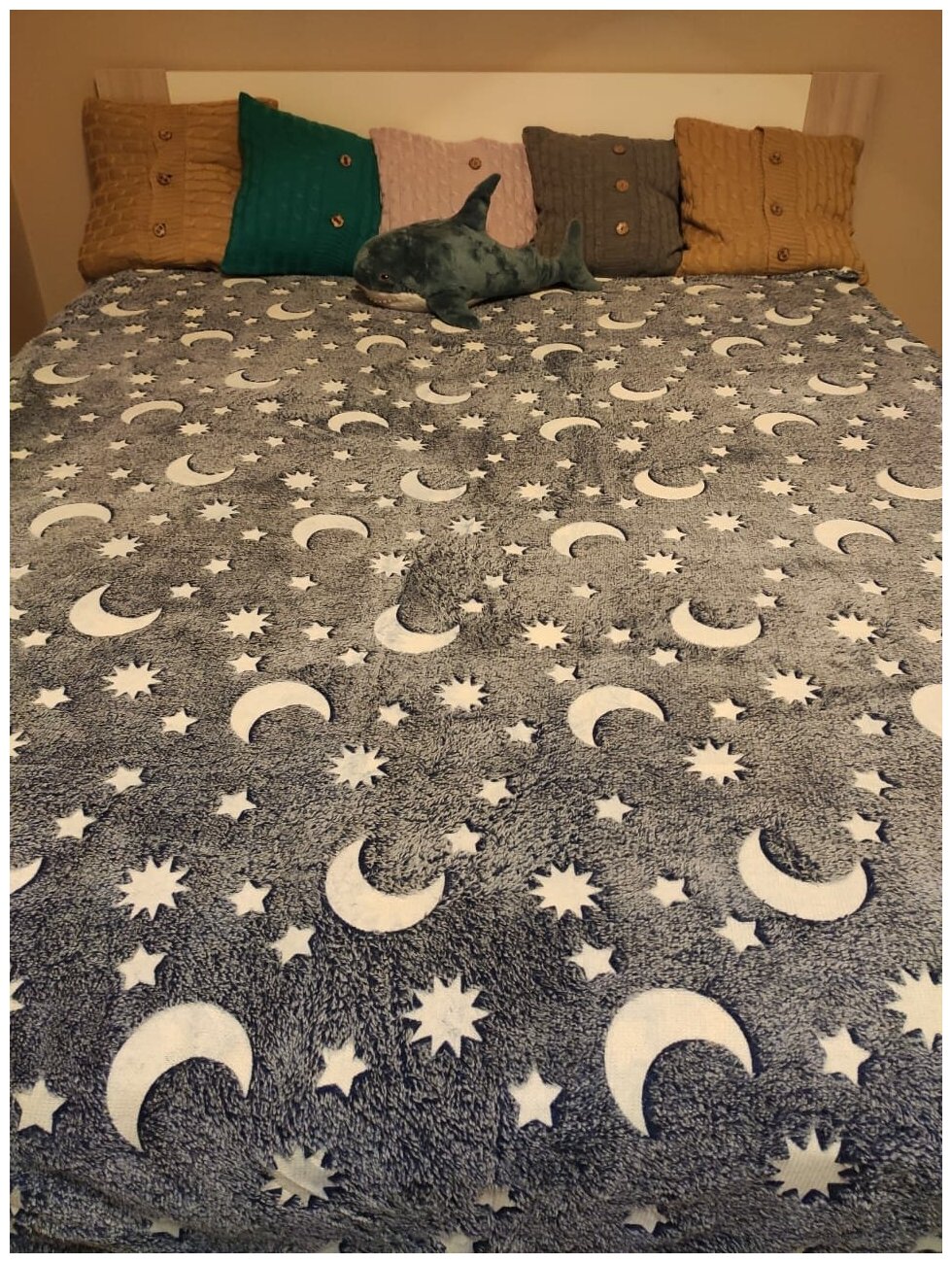 Плед 160х200 детский светящийся звезды плед на диван кровать в детскую спальню гостиную 1,5-спальный - фотография № 1