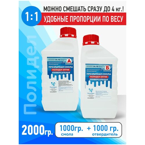 Эпоксидная прозрачная смола Полидел Оптик Универсальная 2кг
