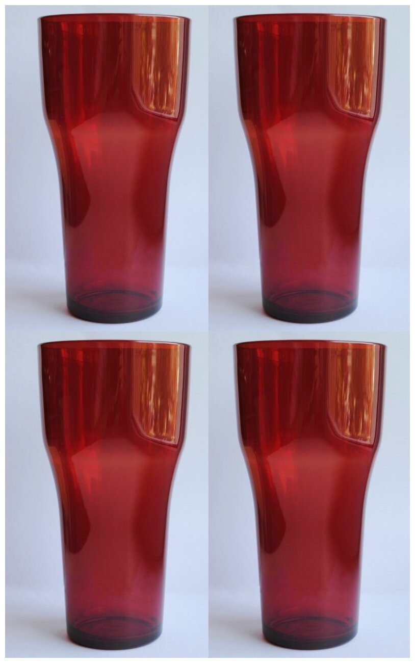 фото Бокалы 500 мл. для многоразового использования из Поликарбоната (плотного пластика) (красные 4 штуки)