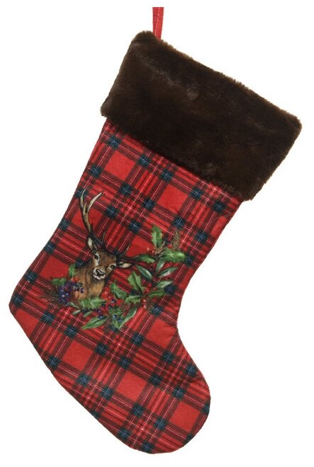 Kaemingk Новогодний носок Шотландское рождество - Дивный Олень 44 см 611957