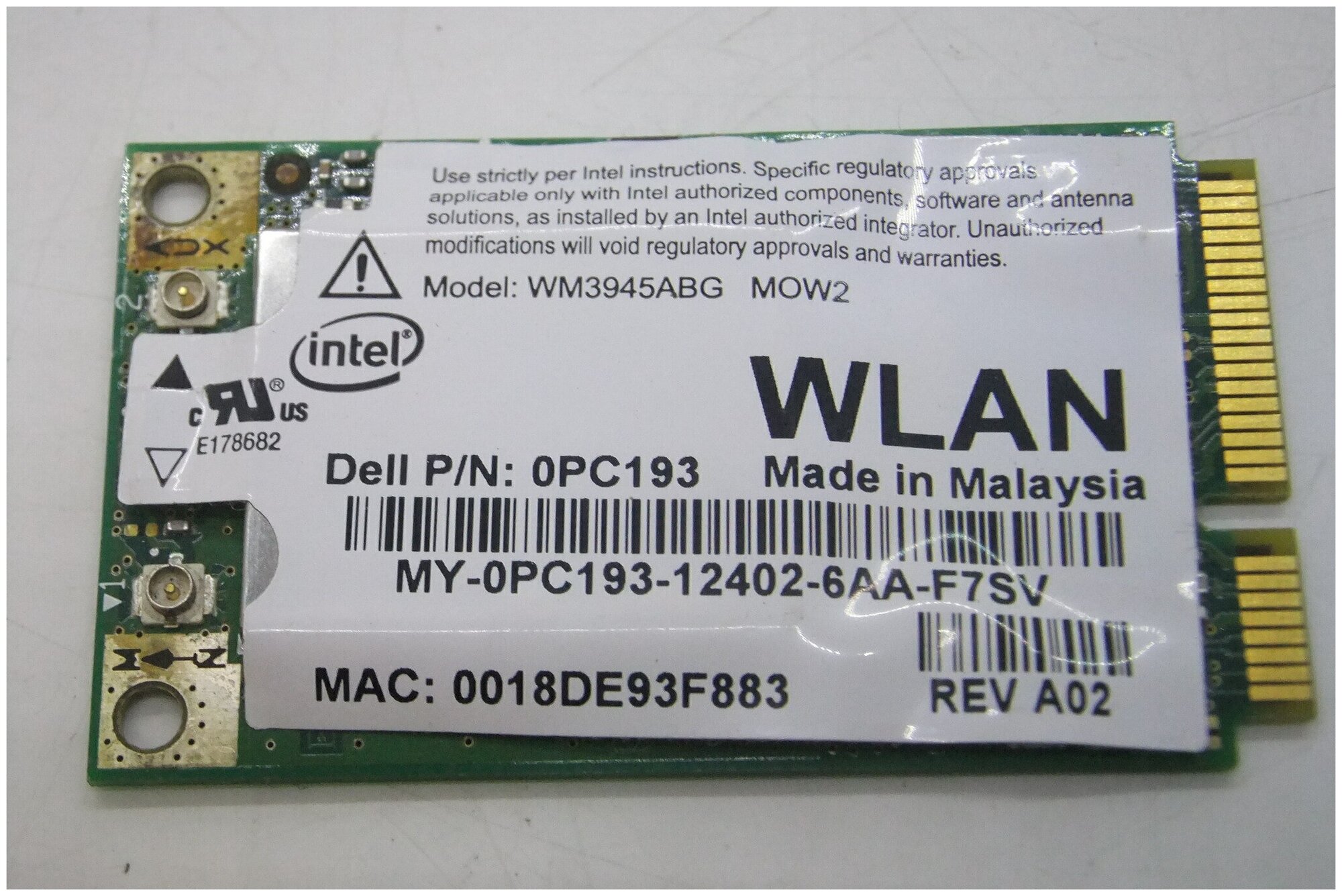 Модуль Wi-Fi mini PCI-E Intel WM3945ABG MOW2