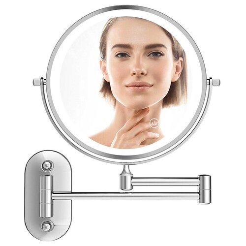 Настенное косметическое зеркало с подсветкой и увеличением 1X/5X Laim Style (chrome), 20005